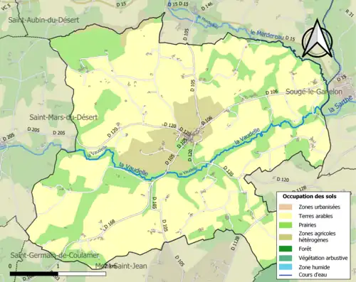Carte en couleurs présentant l'occupation des sols.