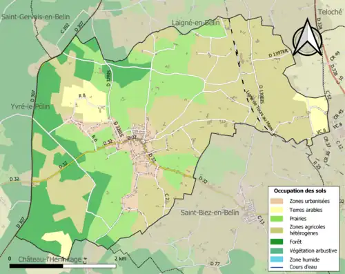 Carte en couleurs présentant l'occupation des sols.