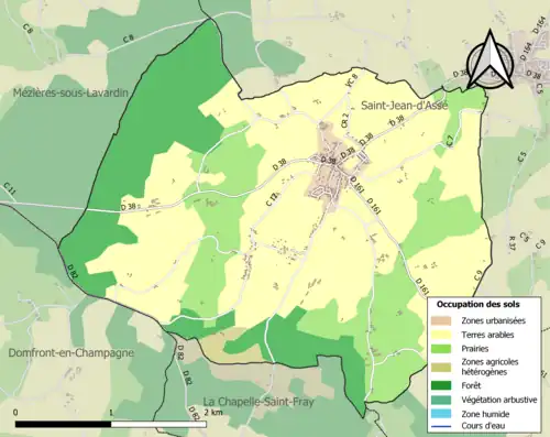Carte en couleurs présentant l'occupation des sols.