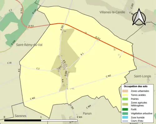 Carte en couleurs présentant l'occupation des sols.