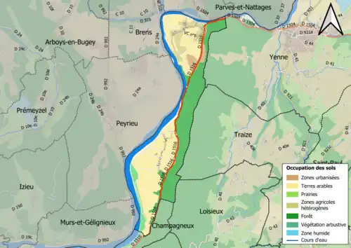 Carte en couleurs présentant l'occupation des sols.