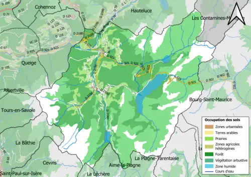 Carte en couleurs présentant l'occupation des sols.
