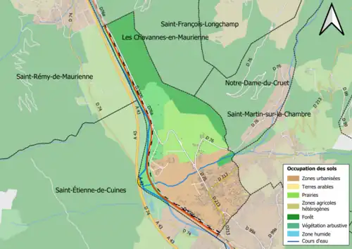 Carte en couleurs présentant l'occupation des sols.