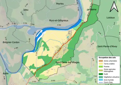 Carte en couleurs présentant l'occupation des sols.