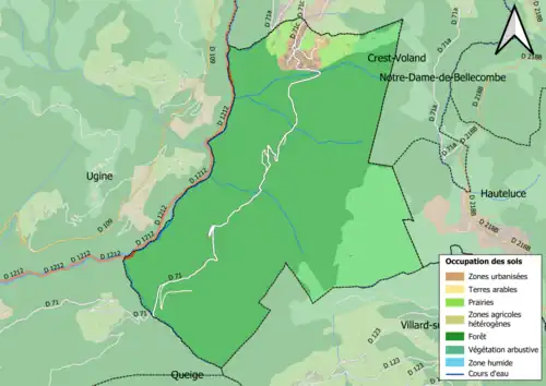 Carte en couleurs présentant l'occupation des sols.