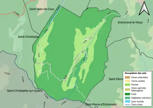 Carte en couleurs présentant l'occupation des sols.