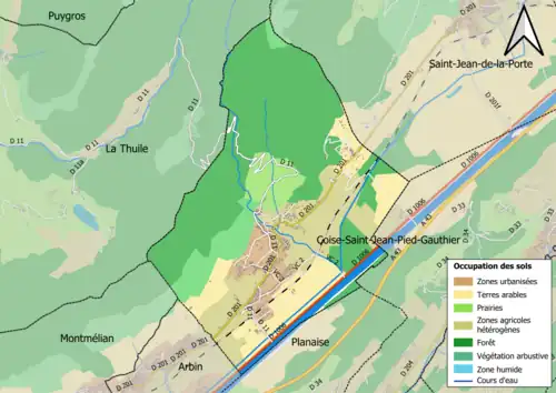 Carte en couleurs présentant l'occupation des sols.