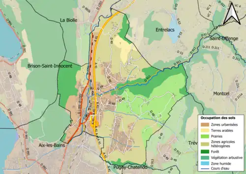 Carte en couleurs présentant l'occupation des sols.