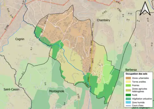 Carte en couleurs présentant l'occupation des sols.