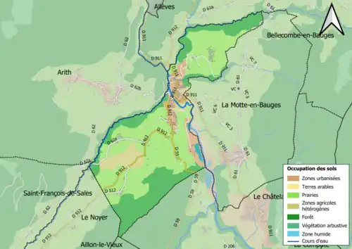 Carte en couleurs présentant l'occupation des sols.