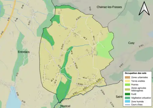 Carte en couleurs présentant l'occupation des sols.