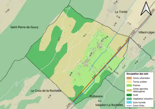 Carte en couleurs présentant l'occupation des sols.