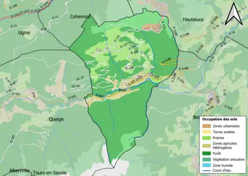 Carte en couleurs présentant l'occupation des sols.