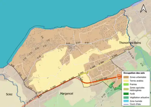Carte en couleurs présentant l'occupation des sols.