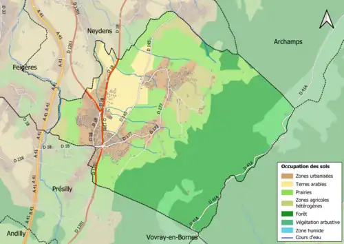 Carte en couleurs présentant l'occupation des sols.