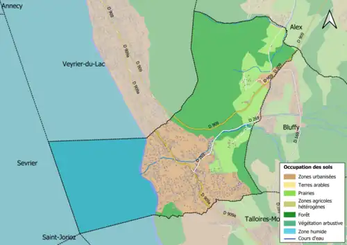 Carte en couleurs présentant l'occupation des sols.