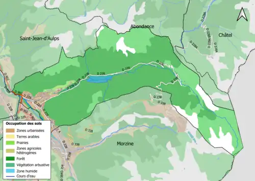 Carte en couleurs présentant l'occupation des sols.