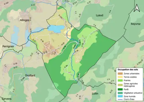 Carte en couleurs présentant l'occupation des sols.