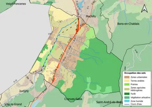 Carte en couleurs présentant l'occupation des sols.