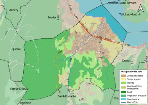 Carte en couleurs présentant l'occupation des sols.