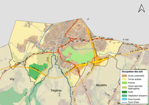 Carte en couleurs présentant l'occupation des sols.