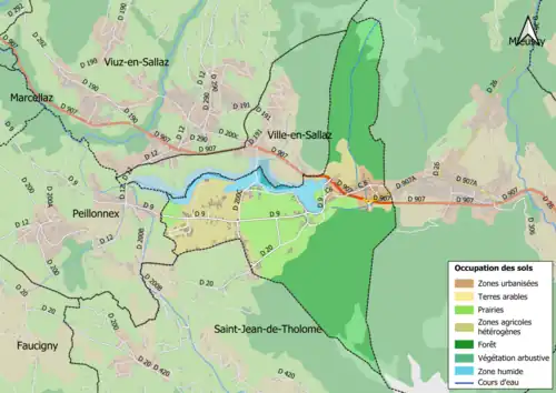 Carte en couleurs présentant l'occupation des sols.