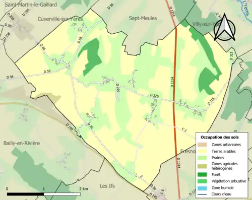 Carte en couleurs présentant l'occupation des sols.