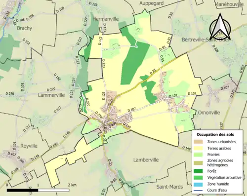 Carte en couleurs présentant l'occupation des sols.