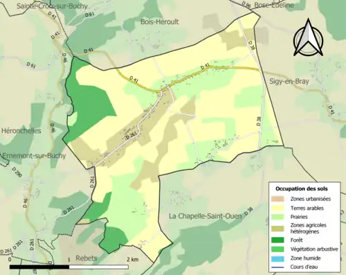 Carte en couleurs présentant l'occupation des sols.