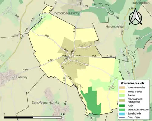 Carte en couleurs présentant l'occupation des sols.