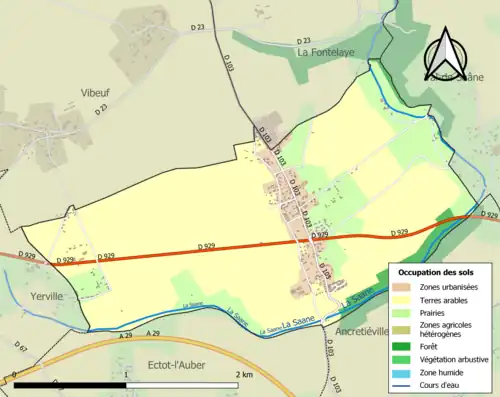Carte en couleurs présentant l'occupation des sols.