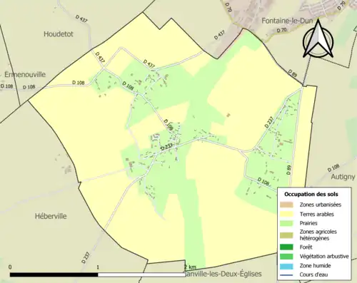 Carte en couleurs présentant l'occupation des sols.