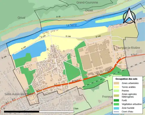 Carte en couleurs présentant l'occupation des sols.