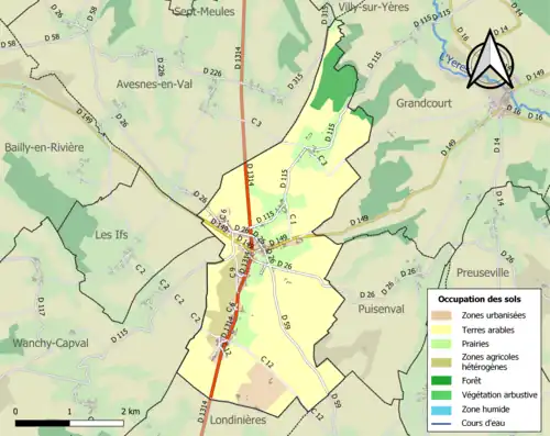Carte en couleurs présentant l'occupation des sols.