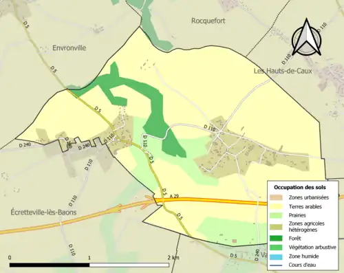 Carte en couleurs présentant l'occupation des sols.