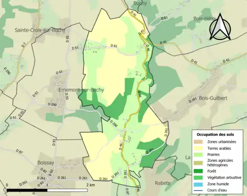 Carte en couleurs présentant l'occupation des sols.