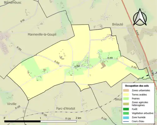 Carte en couleurs présentant l'occupation des sols.