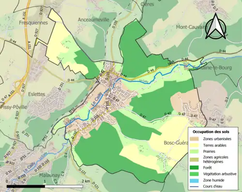 Carte en couleurs présentant l'occupation des sols.