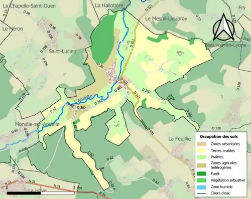Carte en couleurs présentant l'occupation des sols.