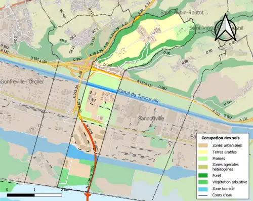 Carte en couleurs présentant l'occupation des sols.
