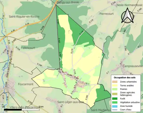 Carte en couleurs présentant l'occupation des sols.