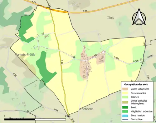 Carte en couleurs présentant l'occupation des sols.