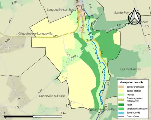 Carte en couleurs présentant l'occupation des sols.