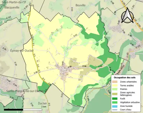 Carte en couleurs présentant l'occupation des sols.