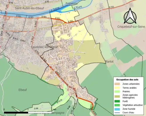 Carte en couleurs présentant l'occupation des sols.