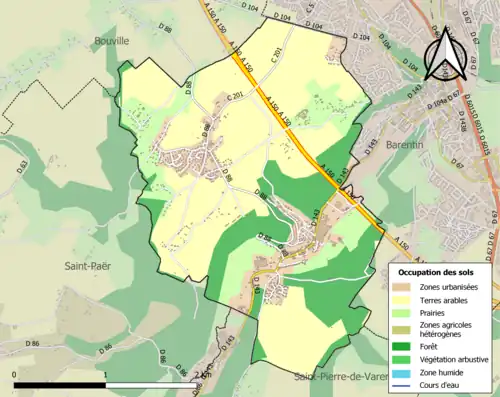 Carte en couleurs présentant l'occupation des sols.