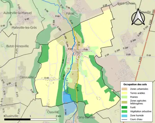 Carte en couleurs présentant l'occupation des sols.
