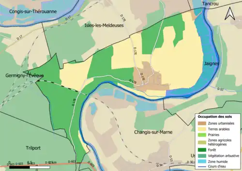 Carte des infrastructures et de l'occupation des sols en 2018 (CLC) de la commune.