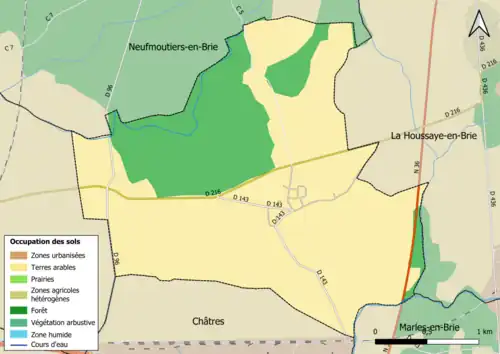 Carte des infrastructures et de l'occupation des sols en 2018 (CLC) de la commune.