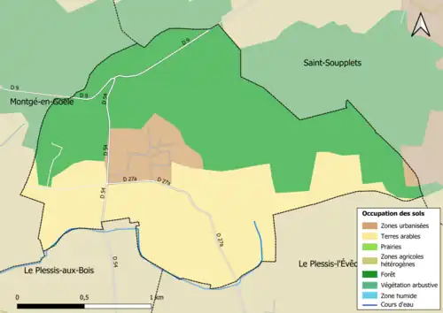 Carte des infrastructures et de l'occupation des sols en 2018 (CLC) de la commune.